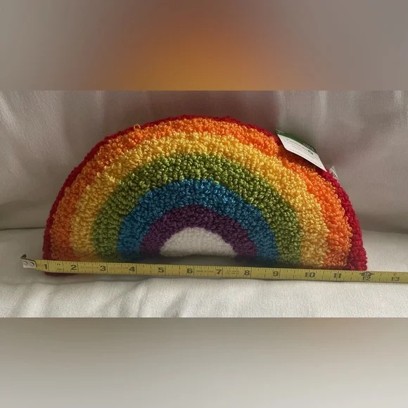 NWT Celebrate It Rainbow Crochet Pillow - Picture 4 of 4